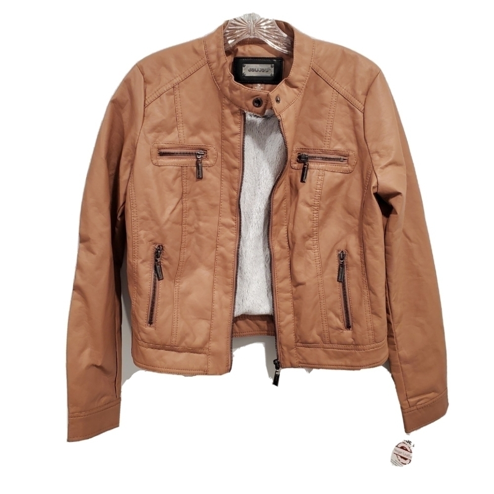 NEW Jou Jou Juniors Faux-Leather Pink Moto Jacket